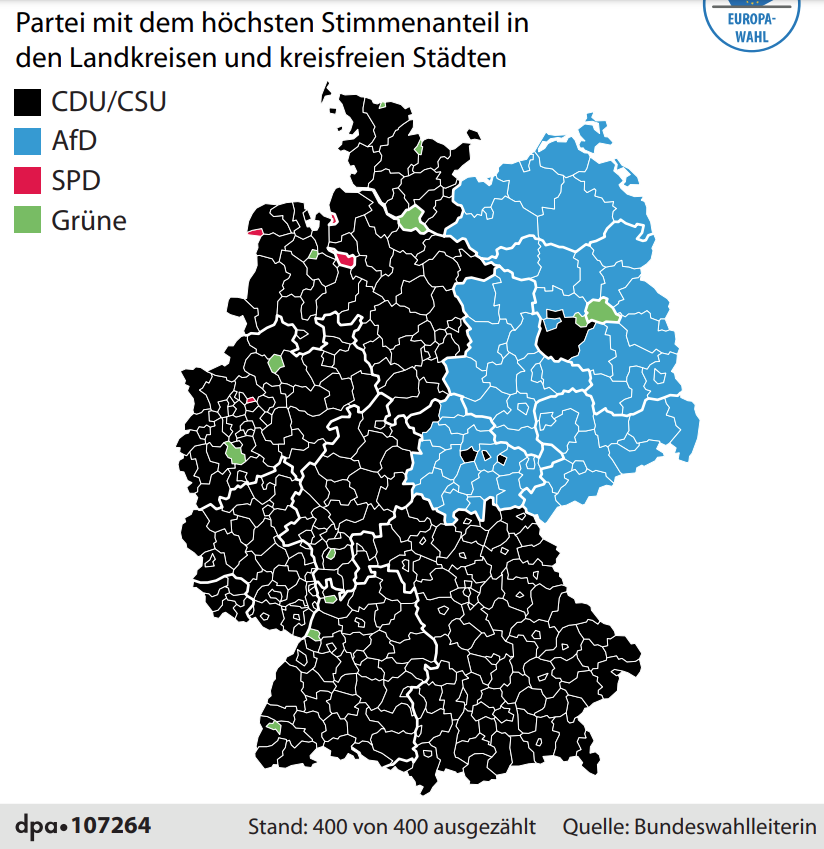 AfD dominiert Ostdeutschland bei der Europawahl