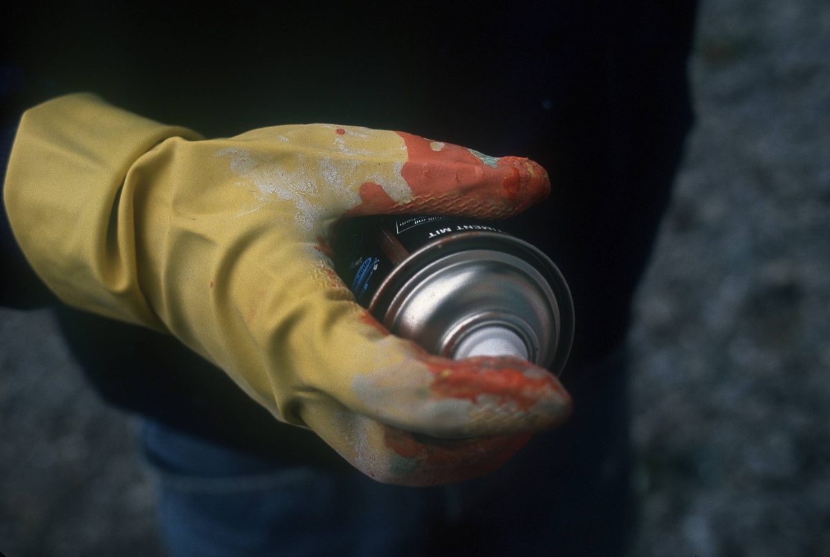 Ein Sprayer hat in Erfurt Stromästen besprüht.