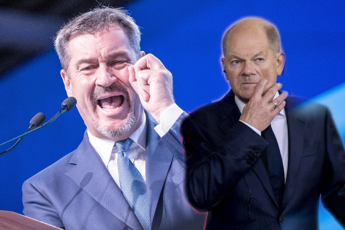 Auf dem CSU-Parteitag teilt Söder gegen Scholz aus.